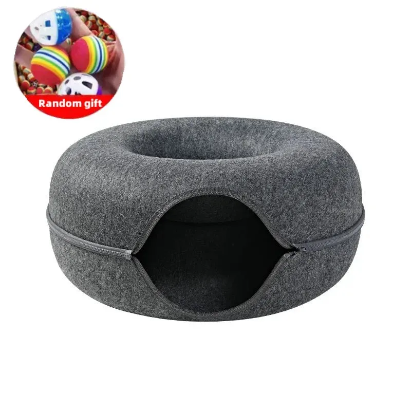 Donut Cat Bed & Tunnel Interactive Playhouse